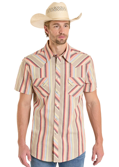 Rock & Roll Vintage Stripe Snap Short Sleeve Shirt