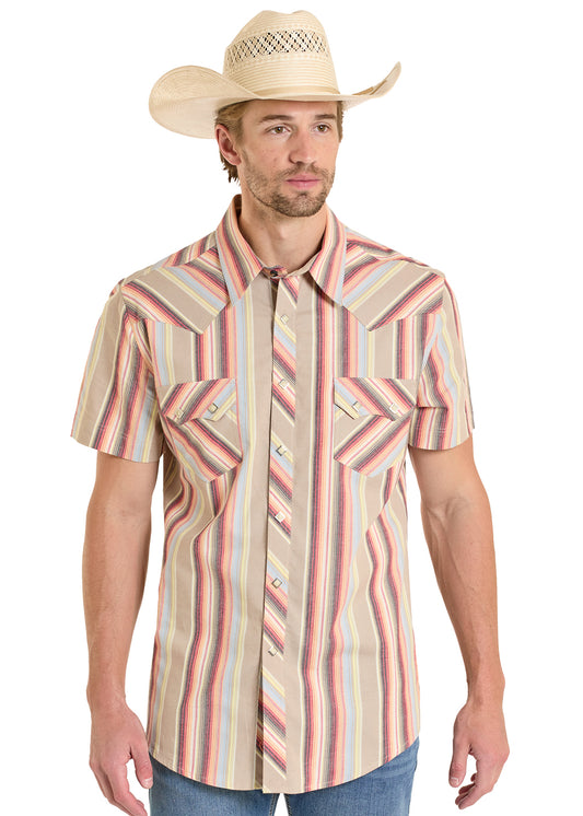 Rock & Roll Vintage Stripe Snap Short Sleeve Shirt