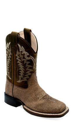 Old West Brown Leather Square Toe Boot