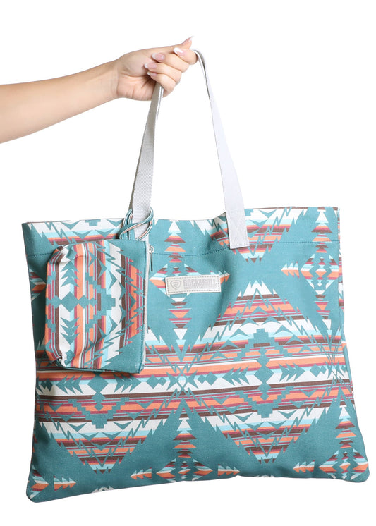 ROCK & ROLL AZTEC PRINT TOTE BAG