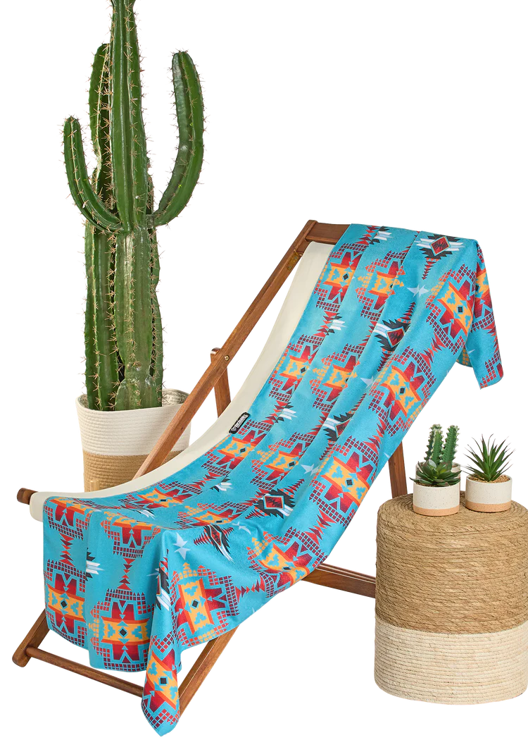 Rock & Roll Denim Turquoise Aztec Microfiber Towel