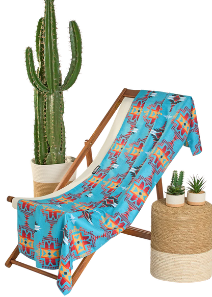 Rock & Roll Denim Turquoise Aztec Microfiber Towel