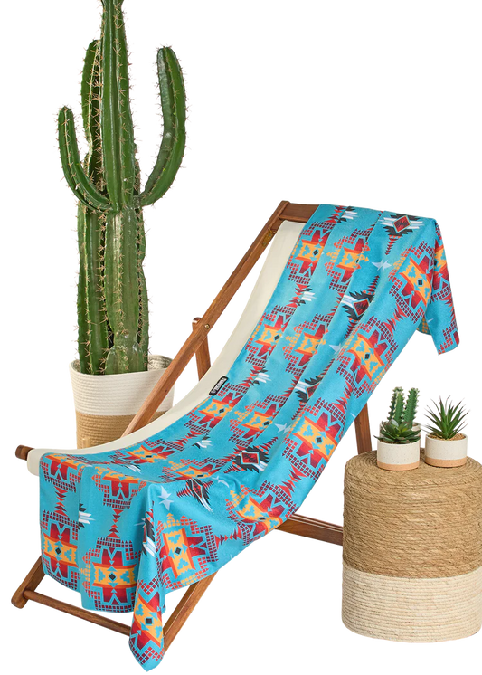 Rock & Roll Denim Turquoise Aztec Microfiber Towel