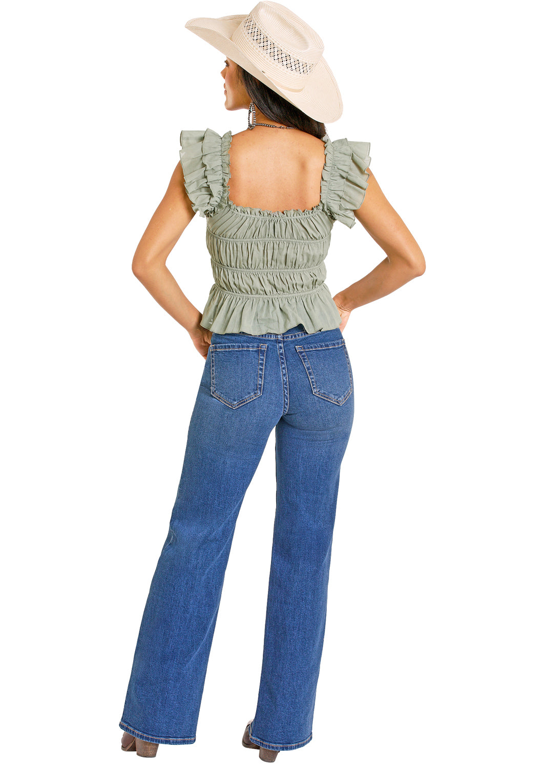 Rock & Roll Jade Ruched Tank Top