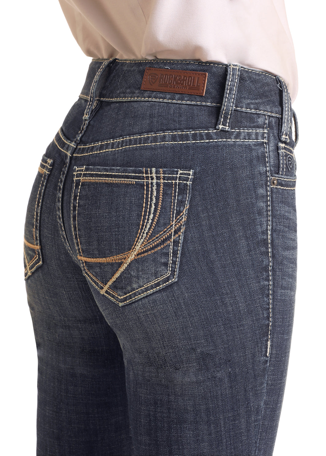 ROCK & ROLL CURVED EMBOSSED RIDING JEAN