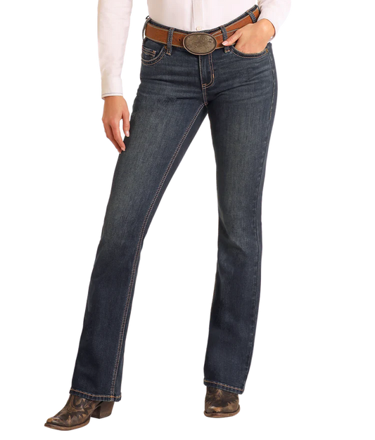 Rock & Roll Dark Vintage Boot Cut Riding Jean