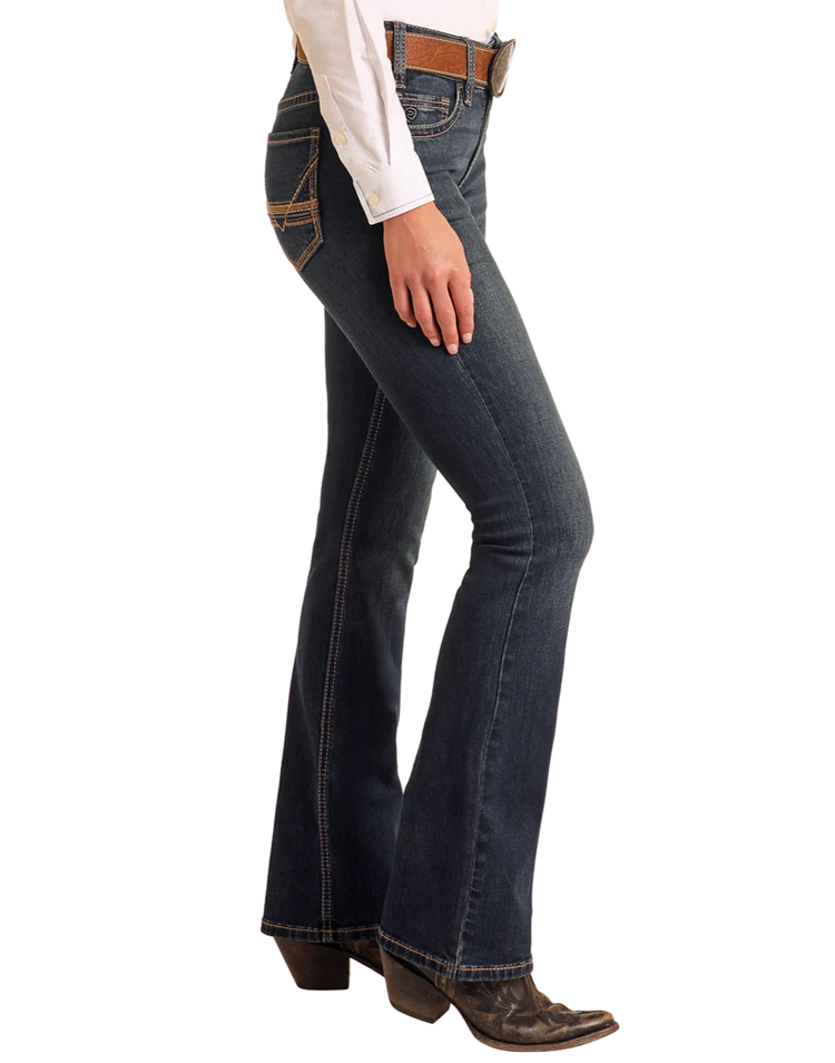Rock & Roll Dark Vintage Boot Cut Riding Jean
