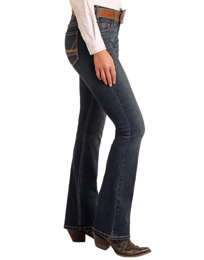 Rock & Roll Dark Vintage Boot Cut Riding Jean