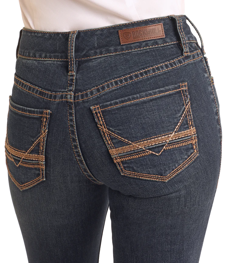 Rock & Roll Dark Vintage Boot Cut Riding Jean
