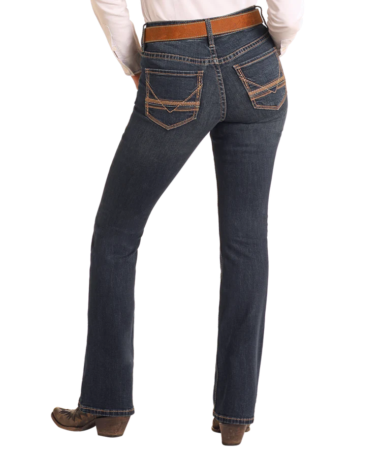 Rock & Roll Dark Vintage Boot Cut Riding Jean