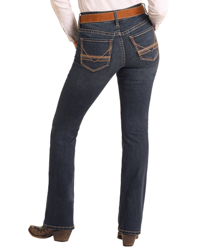 Rock & Roll Dark Vintage Boot Cut Riding Jean