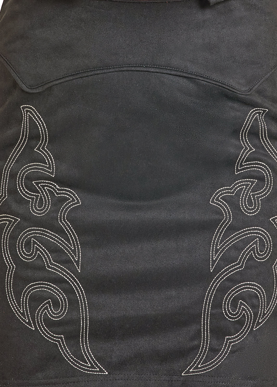 Rock & Roll Denim Black Embroidered Microsuede Skirt
