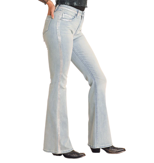 Rock & Roll Metallic Coating Detail Flare Jeans