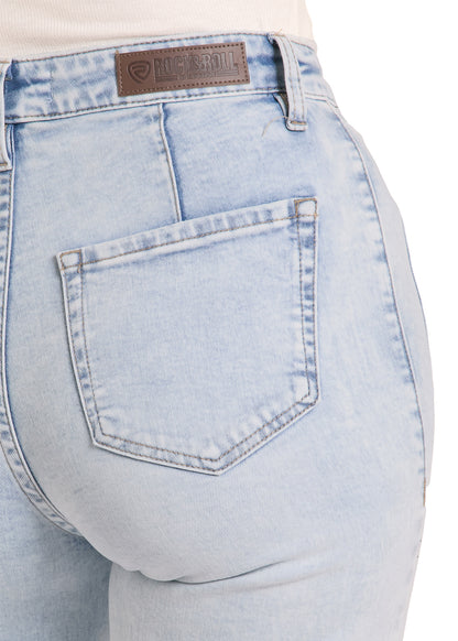 Rock & Roll Denim Light Wash Front Seam Relaxed Wide Leg Jean