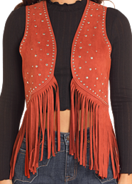 ROCK & ROLL RUST STUDDED FRINGE VEST