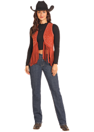 ROCK & ROLL RUST STUDDED FRINGE VEST
