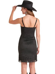 Rock & Roll Black Microsuede Buckle Dress