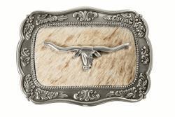 Calf Hair Scalloped Longhorn Buckle