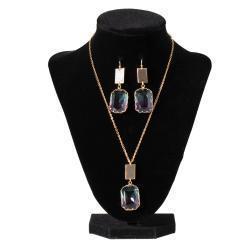 Blazin Roxx Purple/Blue Rectangle Earring Necklace Set