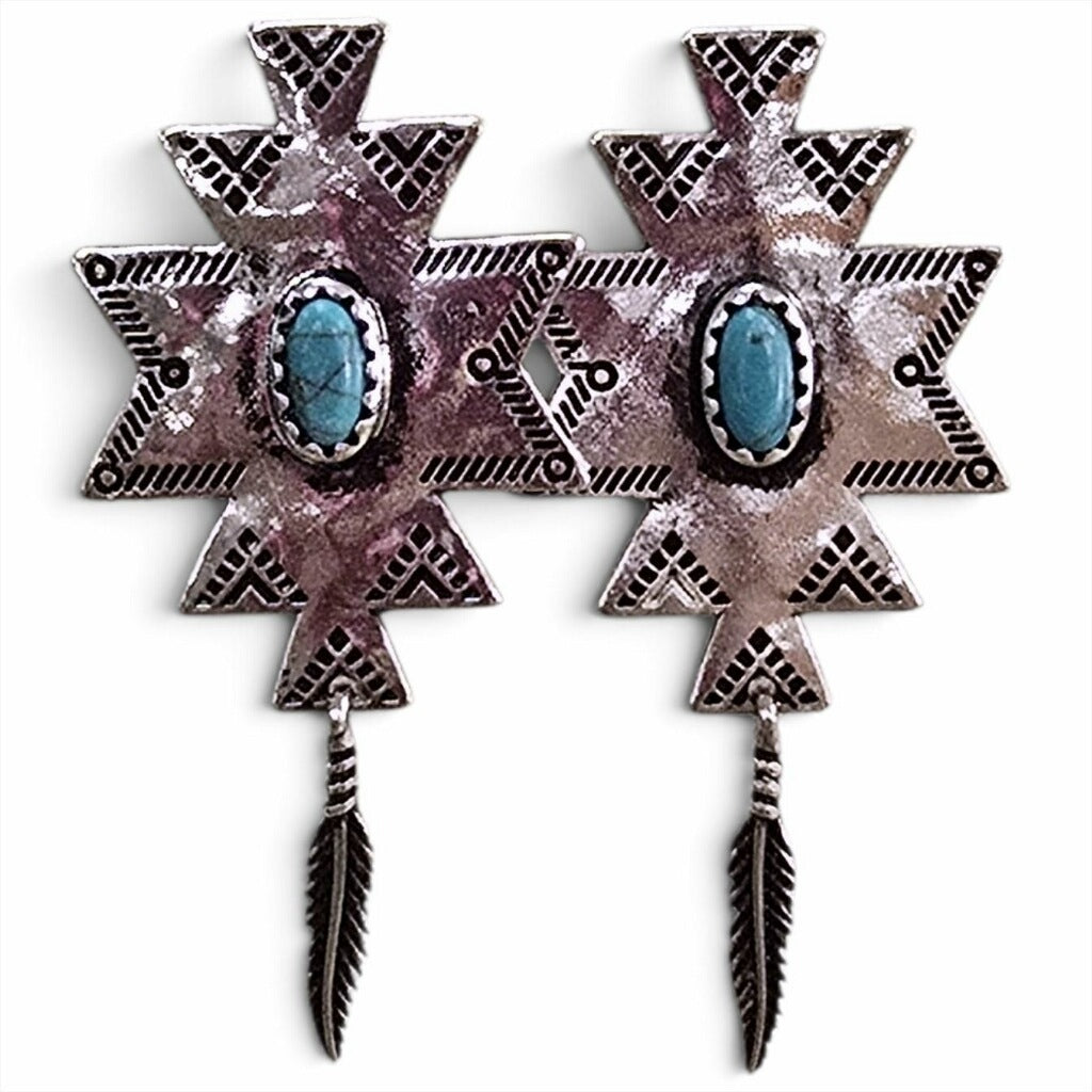 Aztec Turquoise Gem Earrings