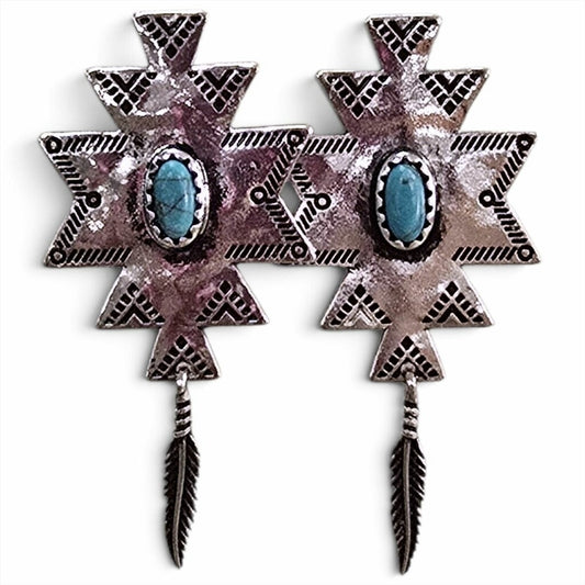 Aztec Turquoise Gem Earrings