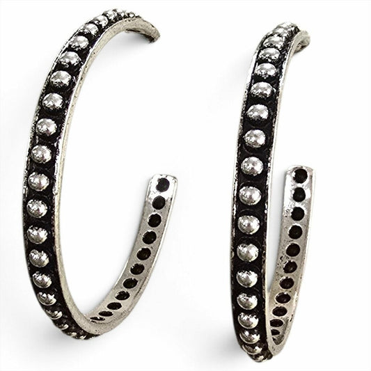 Silver Bead Hoops