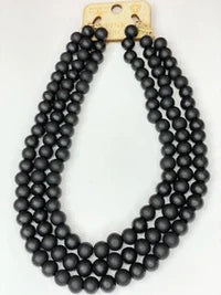 PINK PANACHE BLACK WOOD BEAD NECKLACE 1CNC C080