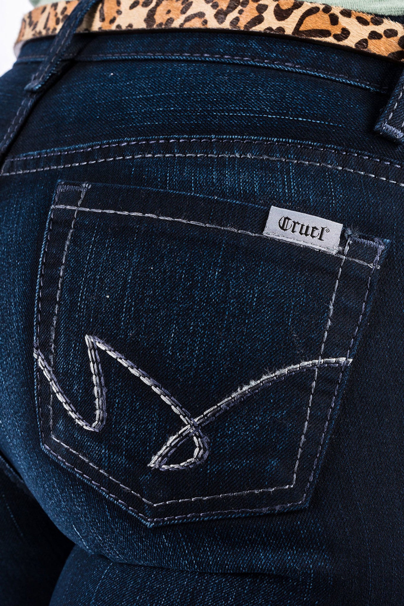 CRUEL HANNAH DARK WASH MODERATE RISE SLIM BOOT CUT JEAN