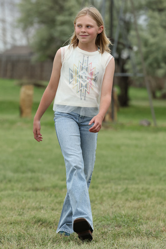 Cruel Denim Girl's Stonewash Wide Leg Jean