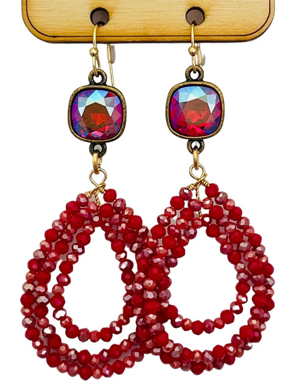 PINK PINACHE RED TRIPLE TEARDROP EARRINGS