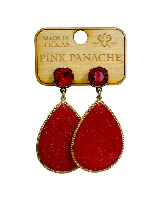 PINK PANACHE RED TEARDROP EARRING