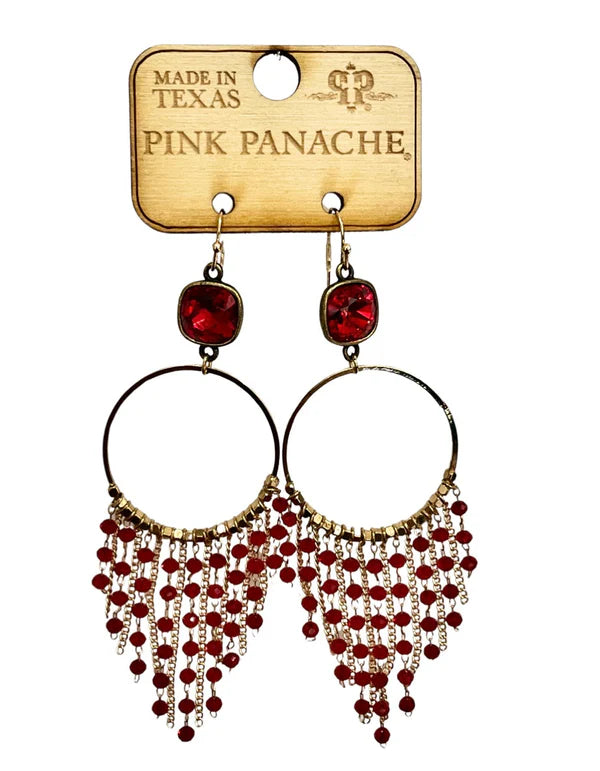 PINK PANACHE RED FRINGE EARRINGS