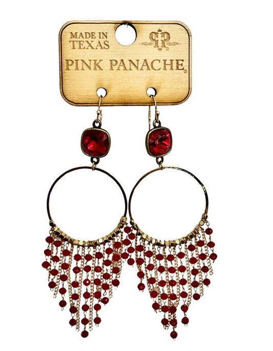 PINK PANACHE RED FRINGE EARRINGS
