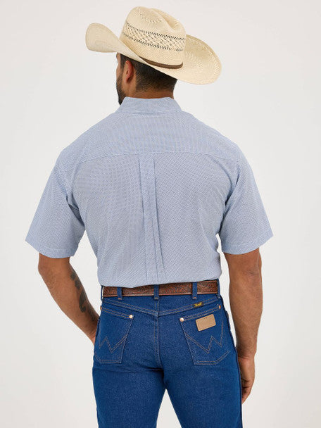 Wrangler Navy Blue Diamond Dot Short Sleeve Button Up Shirt