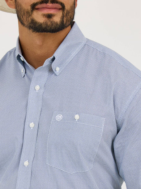 Wrangler Navy Blue Diamond Dot Short Sleeve Button Up Shirt