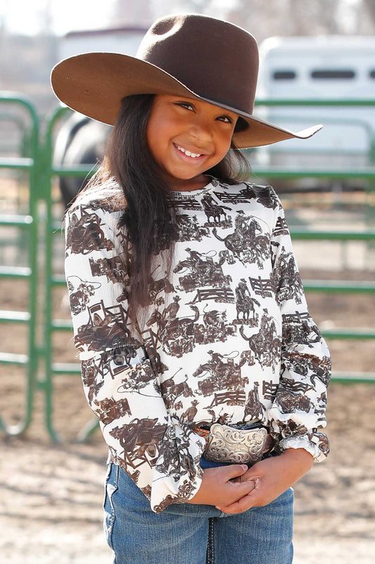 Cruel Denim Cream Ropin' Cowboy Knit Long Sleeve Shirt