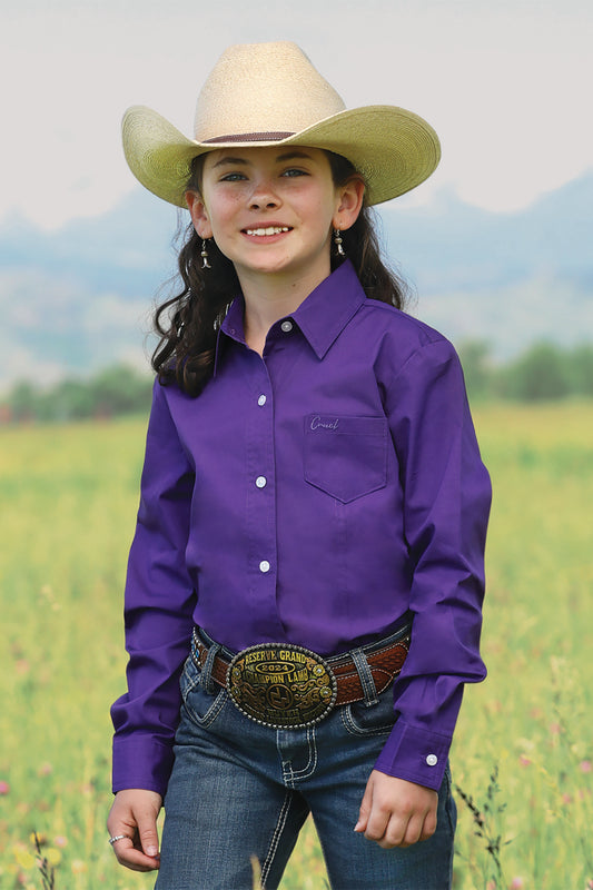 Cruel Girl Purple Solid Button-Down Western Shirt