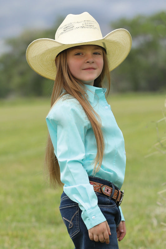 Cruel Girl Turquoise Solid Button-Down Western Shirt