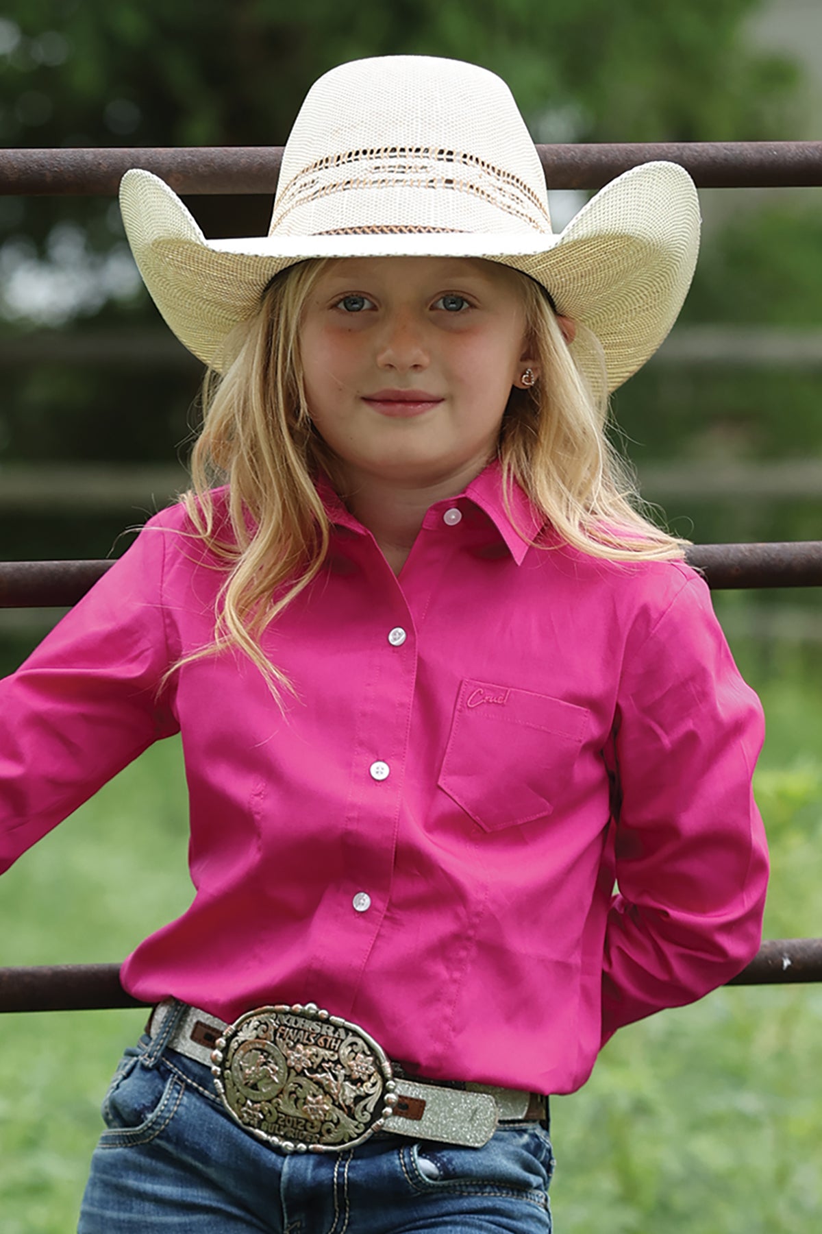 Cruel Denim Girl's Pink Button-Down Western Shirt