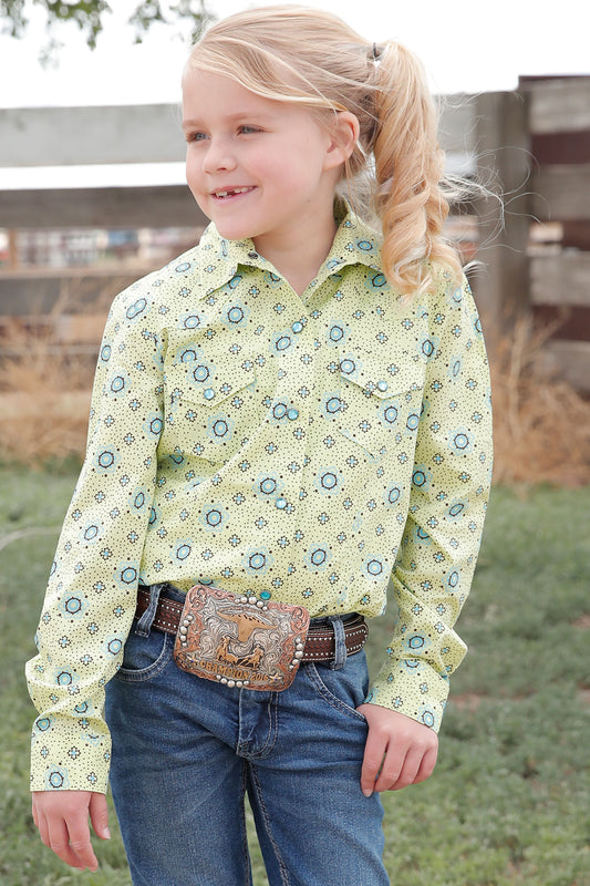 CINCH GIRLS LIME FLORAL PRINT LONG SLEEVE