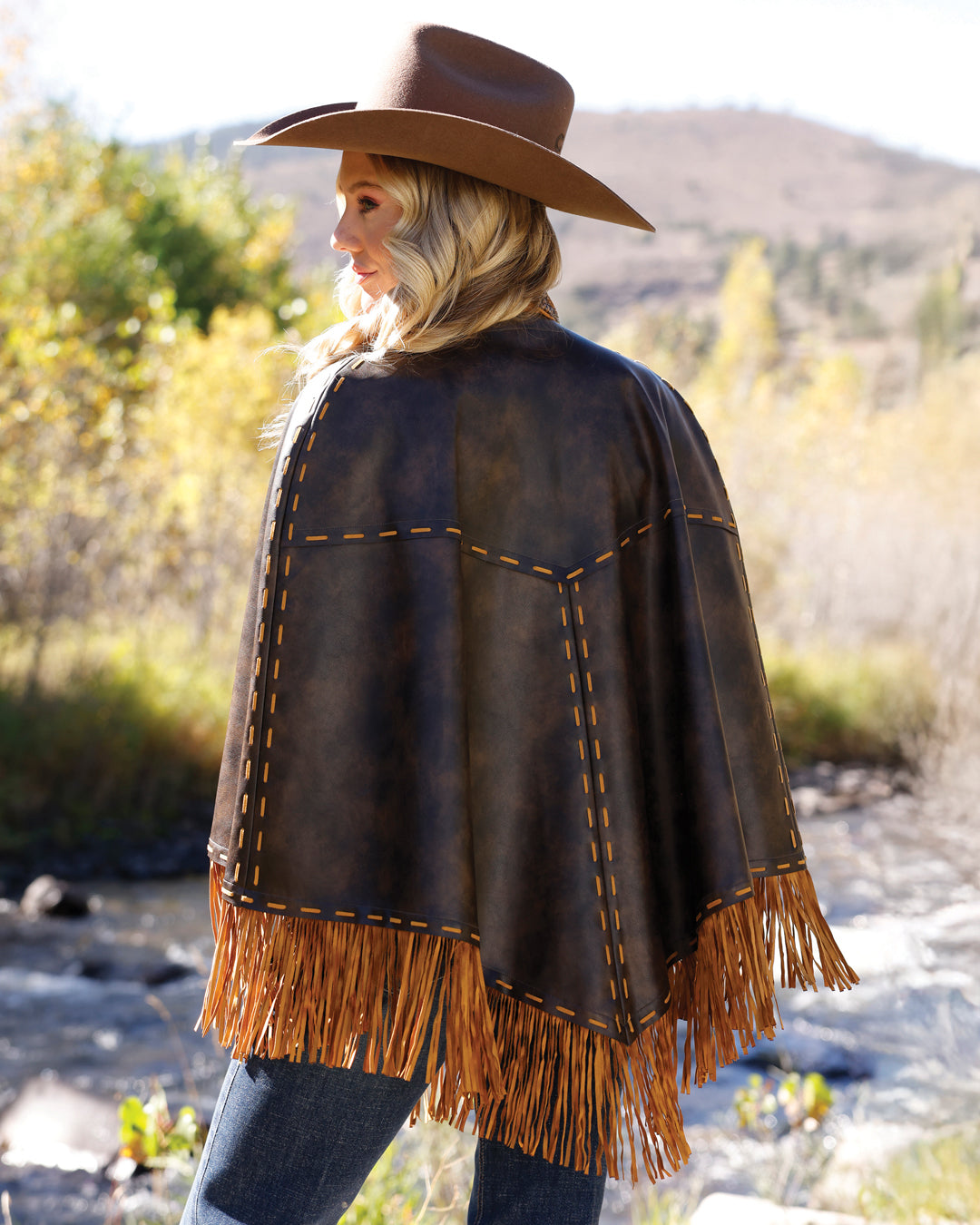 Cruel Denim Brown Fringe Cape