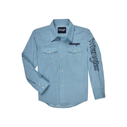 Wrangler Boys Blue Logo Long Sleeve Shirt