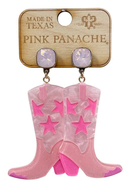 PINK COWBOY BOOT EARRING