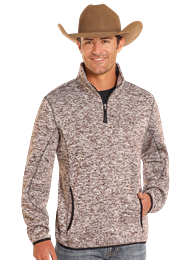 POWDER RIVER BROWN KNIT MELANGE PULLOVER