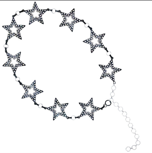 Black Rhinestone Star Concho Belt