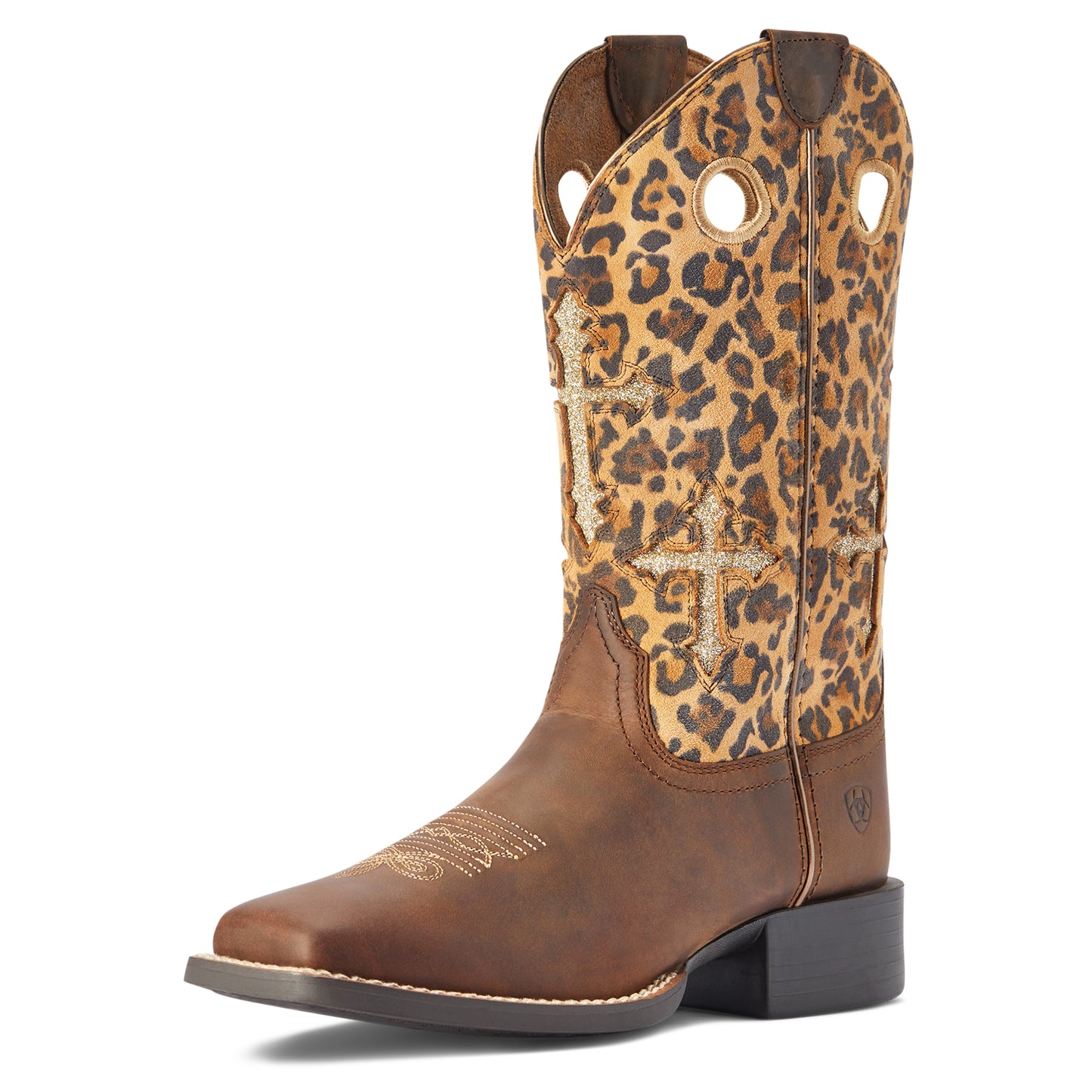 Ariat Round Up Crossroads Distressed Tan Western Boot