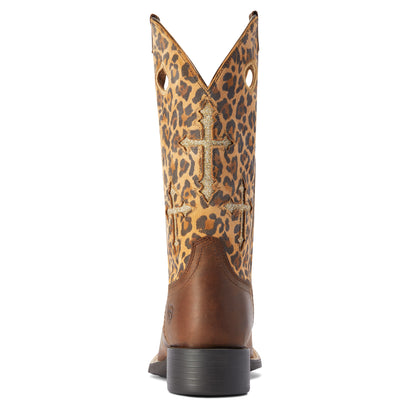 Ariat Round Up Crossroads Distressed Tan Western Boot