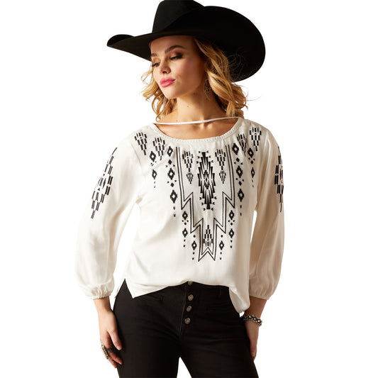ARIAT CALLIE COCONUT MILK 3/4 SLEEVE TOP