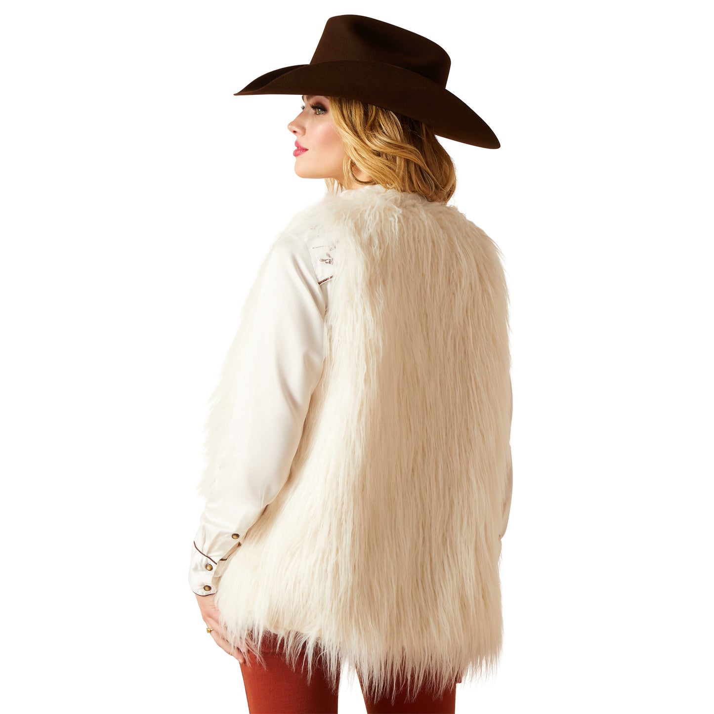 ARIAT FAE COCONUT MILK FAUX FUR VEST