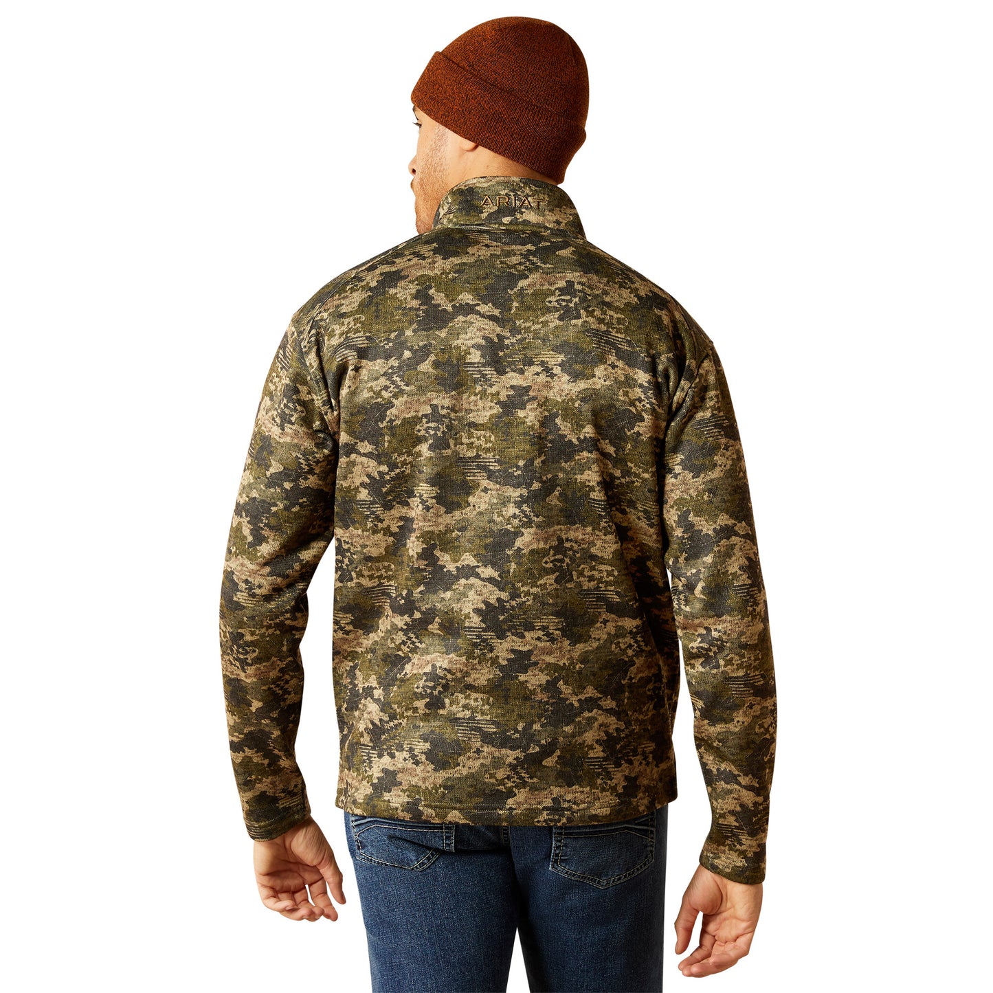 ARIAT CALDWELL GREEN CAMO 1/4 ZIP SWEATER